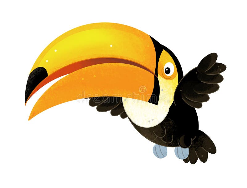 Сцена мультфильма с toucan на белой предпосылке иллюстрация вектора